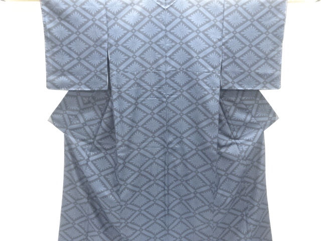 JAPANESE KIMONO / OMESHI KIMONO / SILK / NISHIJIN / WOVEN KIKU & RHOMBUS